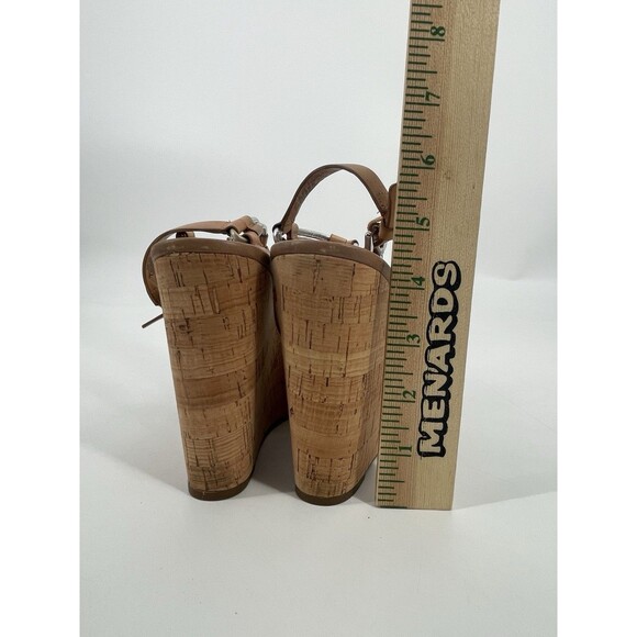 Coach Georgiana Womens Wedge Sandal Metallic Strappy Leather Platform Cork 6.5 - Picture 12 of 14